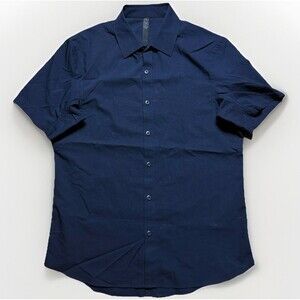 Lululemon Down to the Wire Short Sleeve Button Up Shirt Men's Size Small Blue